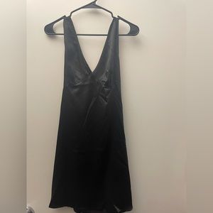 Black mini silk dress